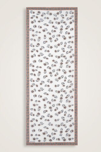 Sprinkle Flower White Crepe Silk Shawl - Imannoor (1)