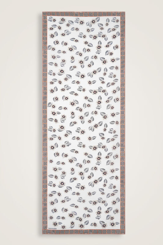 Sprinkle Flower White Crepe Silk Shawl - 2