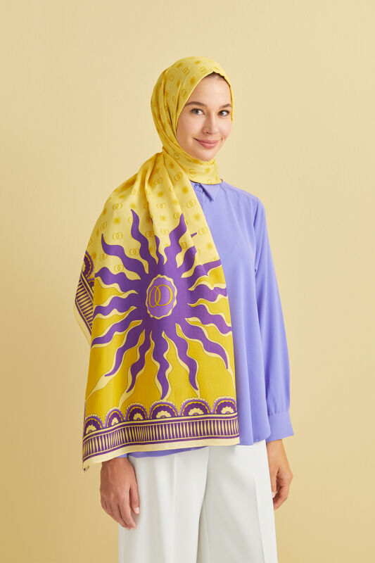 Star Flosh Viscose Shawl Yellow - 1