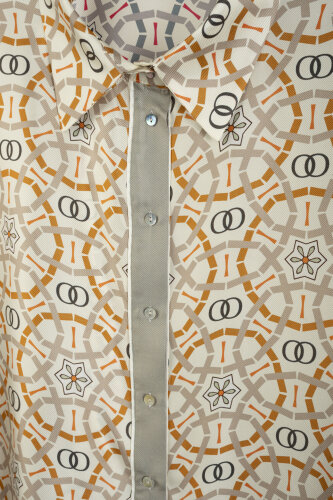 Starry Night Beige-Indigo Silk Twill Shirt - 2