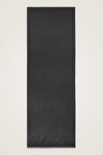 Starry Night Black Cotton Silk Shawl - 2