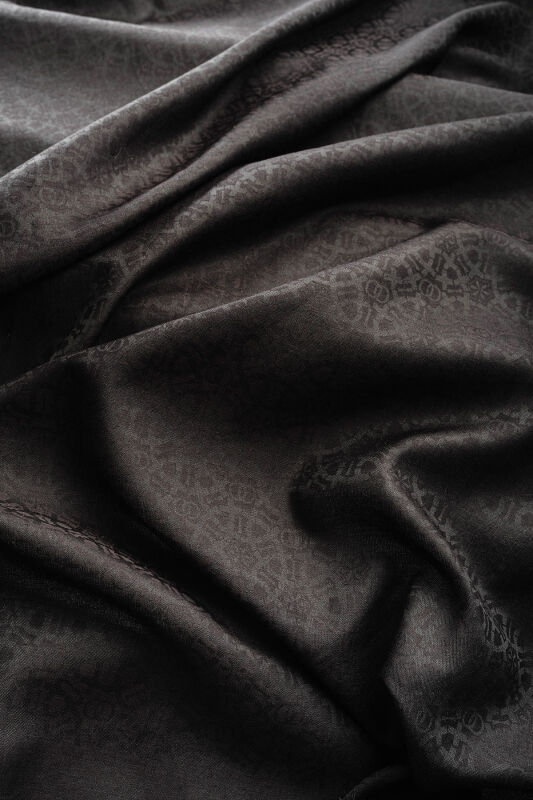 Starry Night Black Cotton Silk Shawl - 3