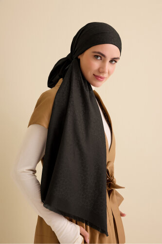 Starry Night Black Cotton Silk Shawl 