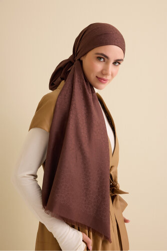 Starry Night Brown Cotton Silk Shawl - 5