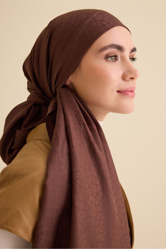 Starry Night Brown Cotton Silk Shawl - 1