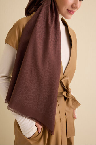 Starry Night Brown Cotton Silk Shawl - 3