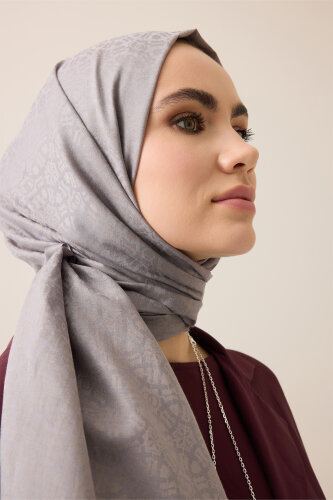 Starry Night Grey Cotton Silk Scarf - 3