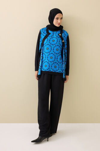 Starry Night Navy Blue Sleeveless Knit Blouse - 2