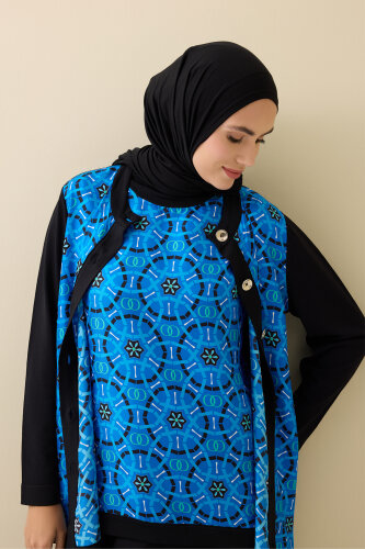 Starry Night Navy Blue Sleeveless Knit Blouse 