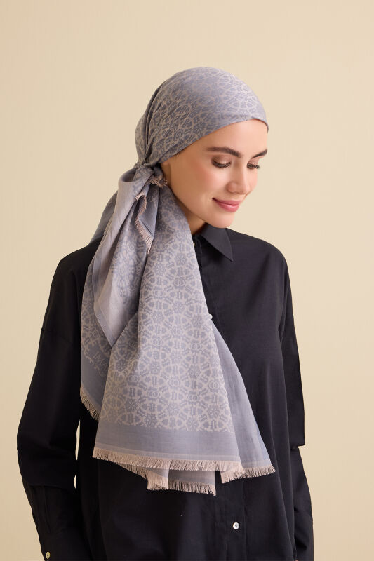 Starry Night Petrol Cotton Silk Shawl - 1