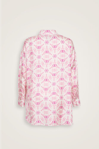 Starry Night Pink Twill Silk Pajama Shirt - Imannoor (4)