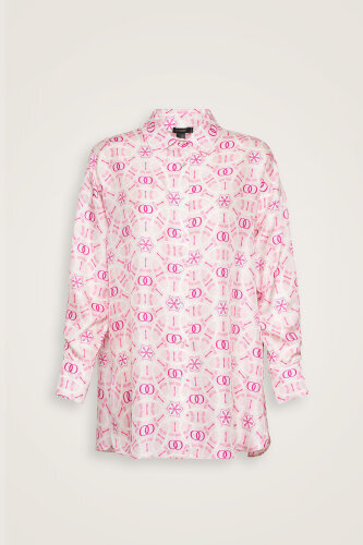 Starry Night Pink Twill Silk Pajama Shirt - Imannoor (2)