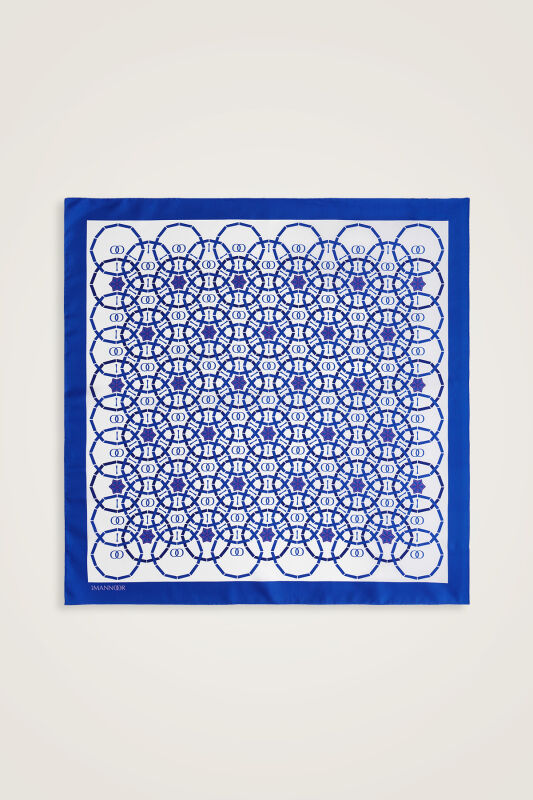 Starry Night Purple-Blue Double-Sided Twill Silk Scarf - 3