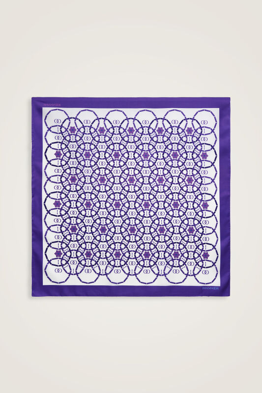 Starry Night Purple-Blue Double-Sided Twill Silk Scarf - 2