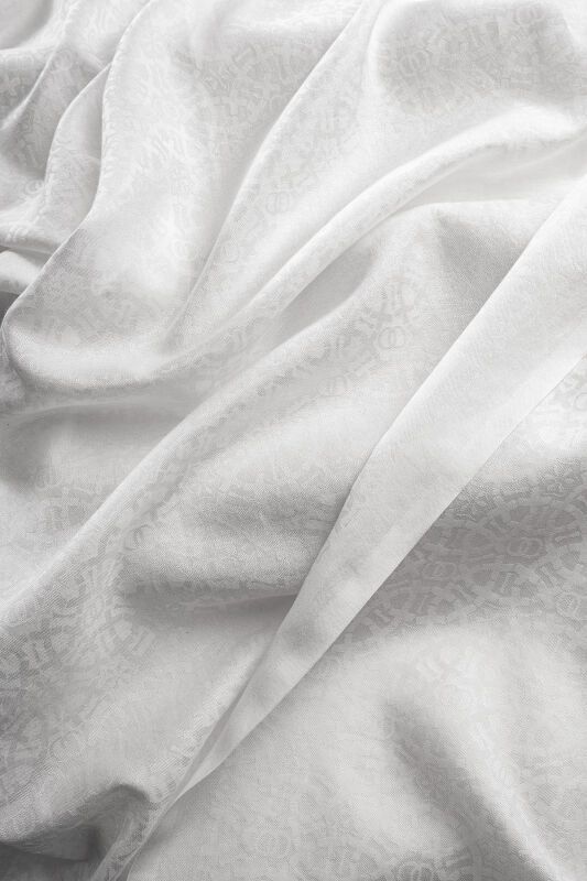 Starry Night White Cotton Silk Shawl - 4