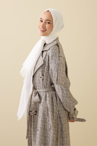 Starry Night White Cotton Silk Shawl 