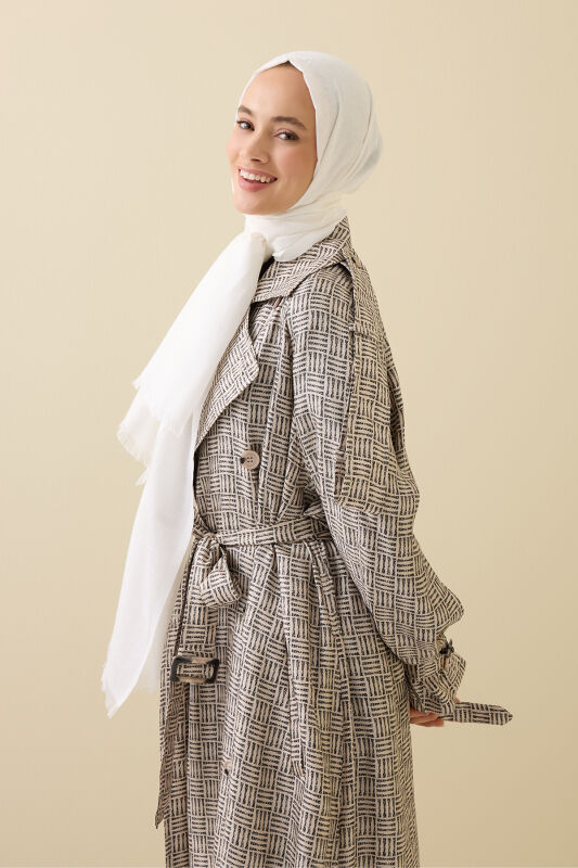 Starry Night White Cotton Silk Shawl - 1