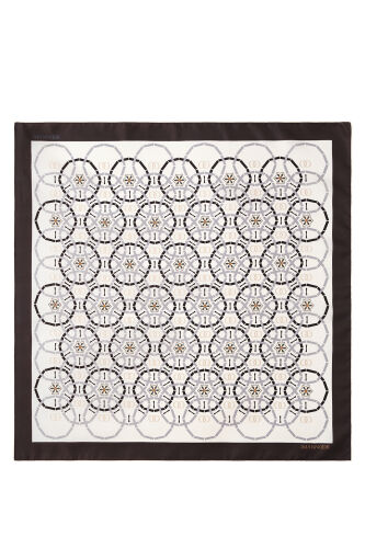 Starry Night White-Cream Double-Sided Twill Silk Scarf 