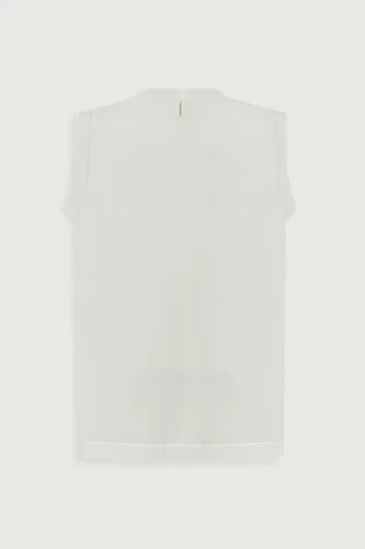 Starry Night White Sleeveless Knit Blouse - 4