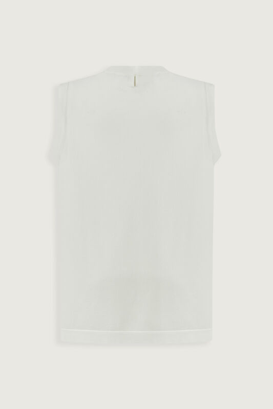 Starry Night White Sleeveless Knit Blouse - 4