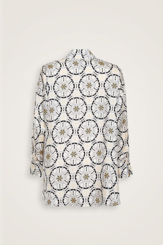 Starry Night White Twill Silk Pajama Shirt - Imannoor (4)