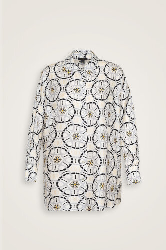 Starry Night White Twill Silk Pajama Shirt - Imannoor (2)