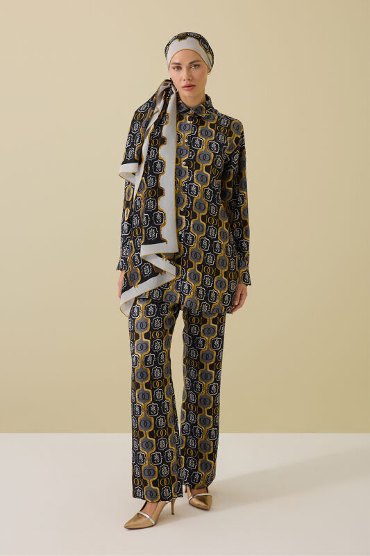 Stepup Black-Gold Silk Pajama Pants - 1