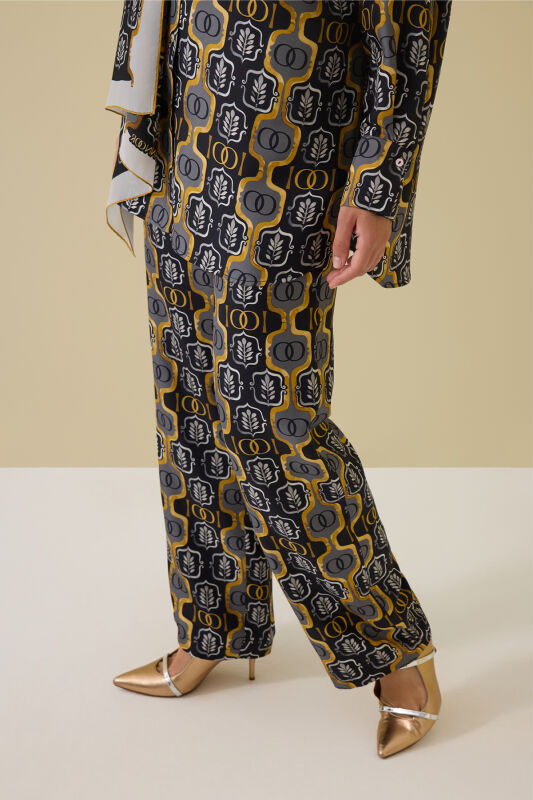 Stepup Black-Gold Silk Pajama Pants - 3