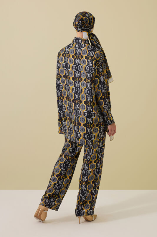 Stepup Black-Gold Silk Pajama Pants - 5