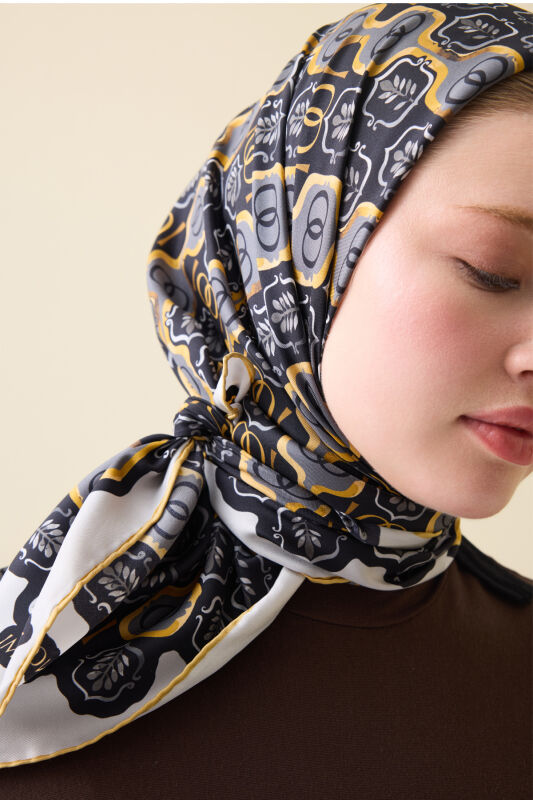 Stepup Black-Gold Silk Scarf - 1