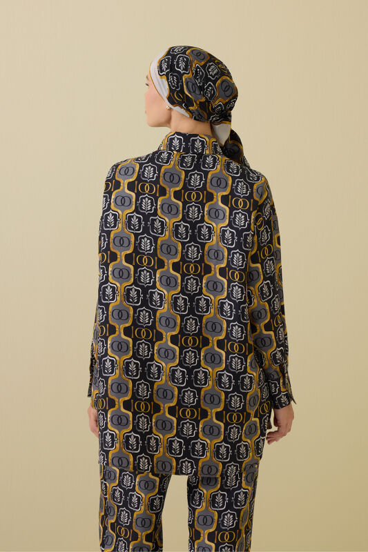 Stepup Black-Gold Silk Shirt Pajamas - 7