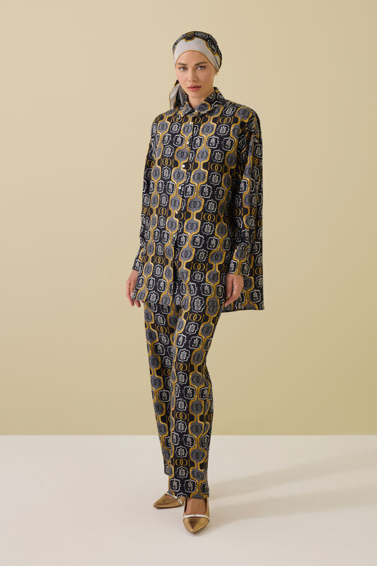Stepup Black-Gold Silk Shirt Pajamas - 3