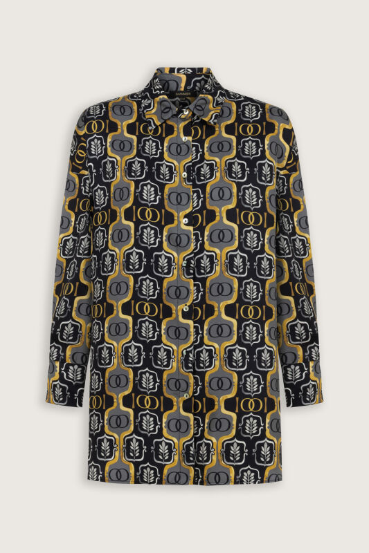 Stepup Black-Gold Silk Shirt Pajamas - 2