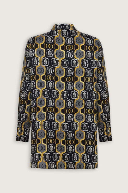 Stepup Black-Gold Silk Shirt Pajamas - 4