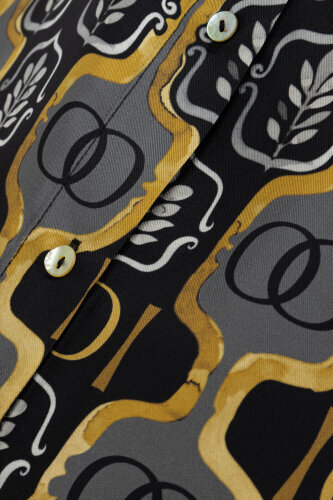 Stepup Black-Gold Silk Shirt Pajamas - 6