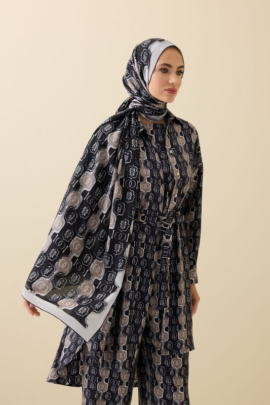 Stepup Black-Grey Silk Dress Shawl - 1