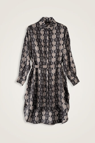 Stepup Black-Grey Silk Long Shirt - 2