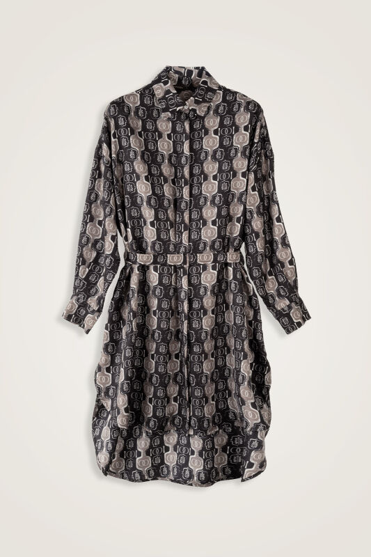 Stepup Black-Grey Silk Long Shirt - 2