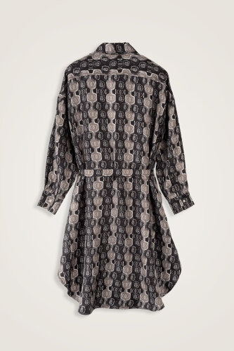 Stepup Black-Grey Silk Long Shirt - 4