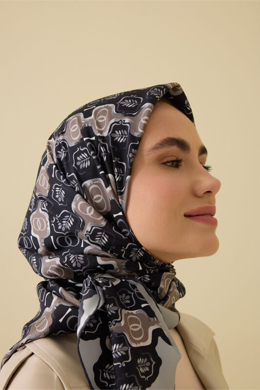 Stepup Black-Grey Silk Scarf - 5