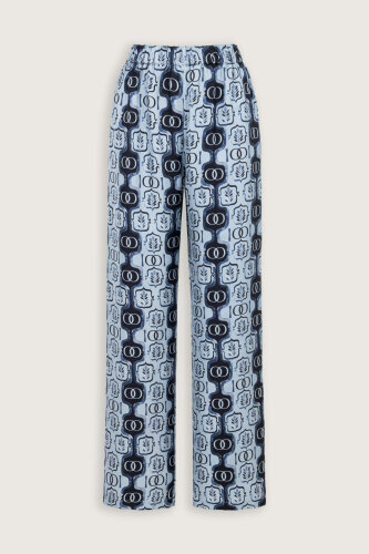 Girdap Mavi Tivil İpek Pantolon Pijama - Imannoor (4)