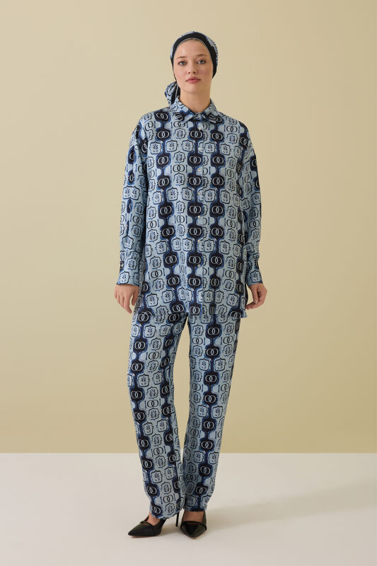 Stepup Blue Silk Pajama Pants - 1