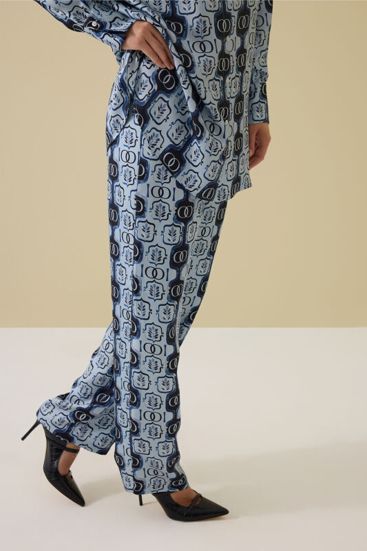 Stepup Blue Silk Pajama Pants - 2