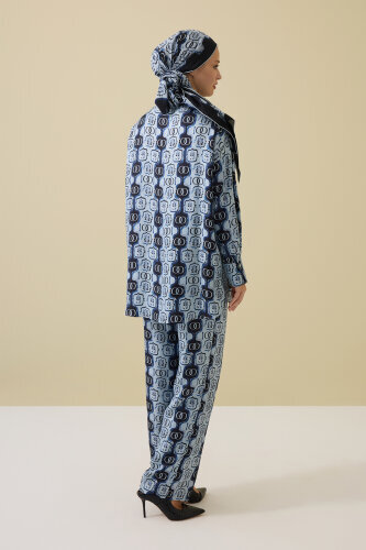 Stepup Blue Silk Pajama Pants - 3