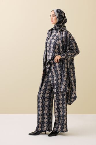 Swirl Blue Silk Pajama Pants - Imannoor (1)