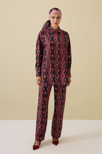 Stepup Burgundy Silk Pajama Pants - 3