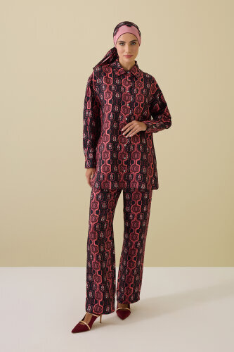 Stepup Burgundy Silk Shirt Pajamas - 3