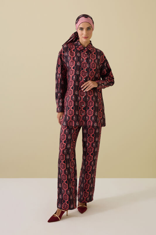 Stepup Burgundy Silk Shirt Pajamas - 3