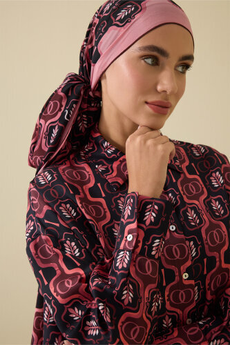 Stepup Burgundy Silk Shirt Pajamas - 5