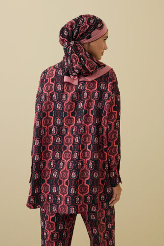 Stepup Burgundy Silk Shirt Pajamas - 7